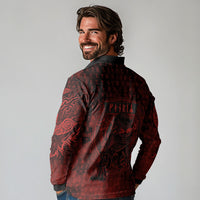 Fenrir Norse Wolf Long Sleeve Polo Shirt Viking Runic Celtic Knot Dark Art