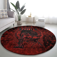 Fenrir Norse Wolf Round Carpet Viking Runic Celtic Knot Dark Art