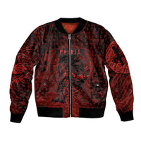 Fenrir Norse Wolf Sleeve Zip Bomber Jacket Viking Runic Celtic Knot Dark Art