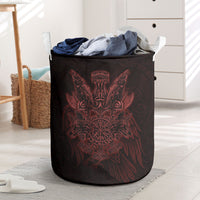 Huginn and Muninn with Fenrir and Vegvisir Laundry Basket Viking Runic Celtic Knot Dark Gothic Art