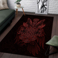 Huginn and Muninn with Fenrir and Vegvisir Area Rug Viking Runic Celtic Knot Dark Gothic Art