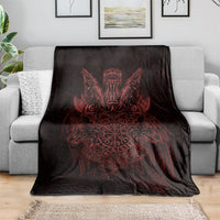 Huginn and Muninn with Fenrir and Vegvisir Blanket Viking Runic Celtic Knot Dark Gothic Art