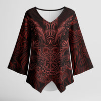 Huginn and Muninn with Fenrir and Vegvisir Kimono Sleeve Blouse Viking Runic Celtic Knot Dark Gothic Art