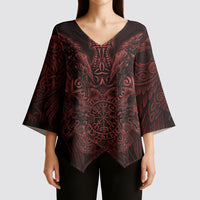 Huginn and Muninn with Fenrir and Vegvisir Kimono Sleeve Blouse Viking Runic Celtic Knot Dark Gothic Art
