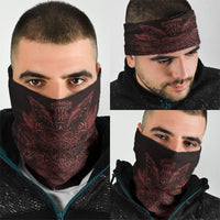 Huginn and Muninn with Fenrir and Vegvisir Neck Gaiter Viking Runic Celtic Knot Dark Gothic Art