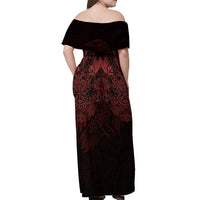 Huginn and Muninn with Fenrir and Vegvisir Off Shoulder Maxi Dress Viking Runic Celtic Knot Dark Gothic Art