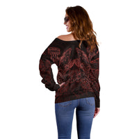 Huginn and Muninn with Fenrir and Vegvisir Off Shoulder Sweater Viking Runic Celtic Knot Dark Gothic Art