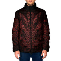 Huginn and Muninn with Fenrir and Vegvisir Padded Jacket Viking Runic Celtic Knot Dark Gothic Art