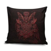 Huginn and Muninn with Fenrir and Vegvisir Pillow Cover Viking Runic Celtic Knot Dark Gothic Art