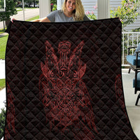 Huginn and Muninn with Fenrir and Vegvisir Quilt Viking Runic Celtic Knot Dark Gothic Art