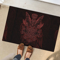 Huginn and Muninn with Fenrir and Vegvisir Rubber Doormat Viking Runic Celtic Knot Dark Gothic Art