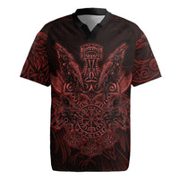 Huginn and Muninn with Fenrir and Vegvisir Rugby Jersey Viking Runic Celtic Knot Dark Gothic Art