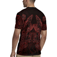 Huginn and Muninn with Fenrir and Vegvisir Rugby Jersey Viking Runic Celtic Knot Dark Gothic Art
