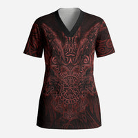 Huginn and Muninn with Fenrir and Vegvisir Scrub Top Viking Runic Celtic Knot Dark Gothic Art