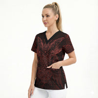 Huginn and Muninn with Fenrir and Vegvisir Scrub Top Viking Runic Celtic Knot Dark Gothic Art