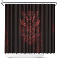 Huginn and Muninn with Fenrir and Vegvisir Shower Curtain Viking Runic Celtic Knot Dark Gothic Art