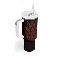 Huginn and Muninn with Fenrir and Vegvisir Tumbler With Handle Viking Runic Celtic Knot Dark Gothic Art