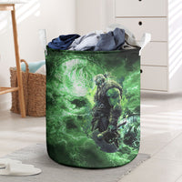 Norse Viking Warrior with Axe Laundry Basket Celtic Knot Nordic Fantasy Lightning Art