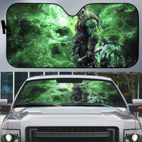 Norse Viking Warrior with Axe Auto Sun Shade Celtic Knot Nordic Fantasy Lightning Art