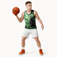 Norse Viking Warrior with Axe Basketball Jersey Celtic Knot Nordic Fantasy Lightning Art