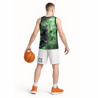 Norse Viking Warrior with Axe Basketball Jersey Celtic Knot Nordic Fantasy Lightning Art