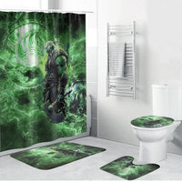 Norse Viking Warrior with Axe Bathroom Set Celtic Knot Nordic Fantasy Lightning Art