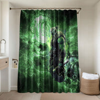 Norse Viking Warrior with Axe Bathroom Set Celtic Knot Nordic Fantasy Lightning Art
