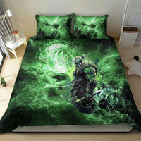 Norse Viking Warrior with Axe Bedding Set Celtic Knot Nordic Fantasy Lightning Art