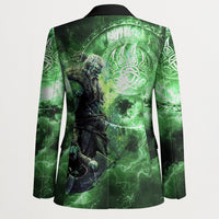 Norse Viking Warrior with Axe Blazer Celtic Knot Nordic Fantasy Lightning Art