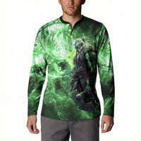 Norse Viking Warrior with Axe Button Sweatshirt Celtic Knot Nordic Fantasy Lightning Art