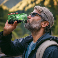 Norse Viking Warrior with Axe 4 in 1 Can Cooler Tumbler Celtic Knot Nordic Fantasy Lightning Art