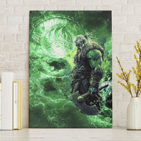 Norse Viking Warrior with Axe Canvas Wall Art Celtic Knot Nordic Fantasy Lightning Art