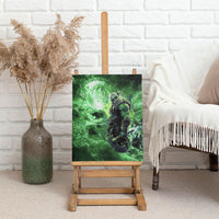 Norse Viking Warrior with Axe Canvas Wall Art Celtic Knot Nordic Fantasy Lightning Art