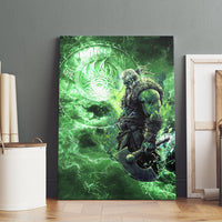Norse Viking Warrior with Axe Canvas Wall Art Celtic Knot Nordic Fantasy Lightning Art