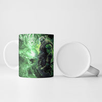 Norse Viking Warrior with Axe Ceramic Mug Celtic Knot Nordic Fantasy Lightning Art