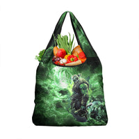 Norse Viking Warrior with Axe Grocery Bag Celtic Knot Nordic Fantasy Lightning Art