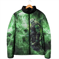 Norse Viking Warrior with Axe Padded Jacket Celtic Knot Nordic Fantasy Lightning Art