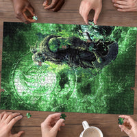 Norse Viking Warrior with Axe Puzzle Celtic Knot Nordic Fantasy Lightning Art