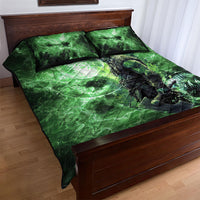 Norse Viking Warrior with Axe Quilt Bed Set Celtic Knot Nordic Fantasy Lightning Art