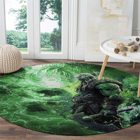Norse Viking Warrior with Axe Round Carpet Celtic Knot Nordic Fantasy Lightning Art