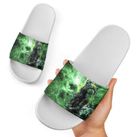 Norse Viking Warrior with Axe Slide Sandals Celtic Knot Nordic Fantasy Lightning Art