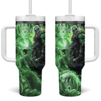 Norse Viking Warrior with Axe Tumbler With Handle Celtic Knot Nordic Fantasy Lightning Art