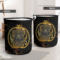 Viking Warrior Guardian Quote Laundry Basket Runic Circle Odin Ravens Mythology Dark Gold