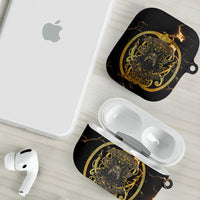 Viking Warrior Guardian Quote AirPods Case Runic Circle Odin Ravens Mythology Dark Gold