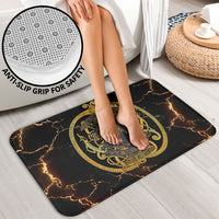 Viking Warrior Guardian Quote Bathroom Set Runic Circle Odin Ravens Mythology Dark Gold