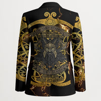 Viking Warrior Guardian Quote Blazer Runic Circle Odin Ravens Mythology Dark Gold