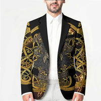 Viking Warrior Guardian Quote Blazer Runic Circle Odin Ravens Mythology Dark Gold