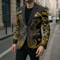Viking Warrior Guardian Quote Blazer Runic Circle Odin Ravens Mythology Dark Gold