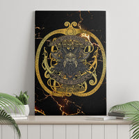 Viking Warrior Guardian Quote Canvas Wall Art Runic Circle Odin Ravens Mythology Dark Gold