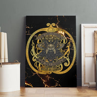 Viking Warrior Guardian Quote Canvas Wall Art Runic Circle Odin Ravens Mythology Dark Gold